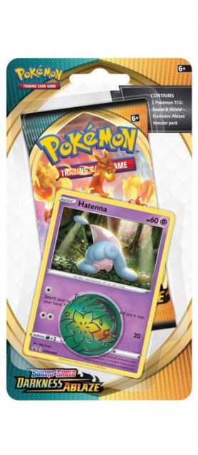 Pokémon TCG: Darkness Ablaze Blister Pack. Booster Pack with Hatenna Promo Card